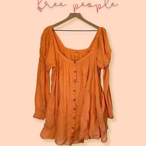 Free People Women's Orange Mini Dress Tunic
